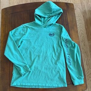 Vineyard Vines Green Football Long Sleeve with Hood - Youth Large (14)
